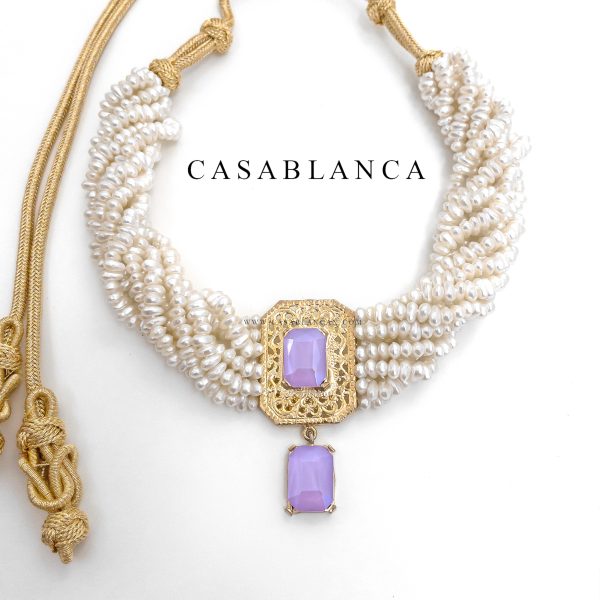 Jawhar Parelketting Goud Violet Paars - Flory