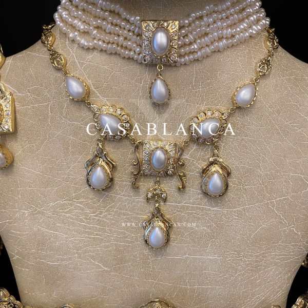 Gouden Parel Bruidssieraden Set - Mazya - Afbeelding 2