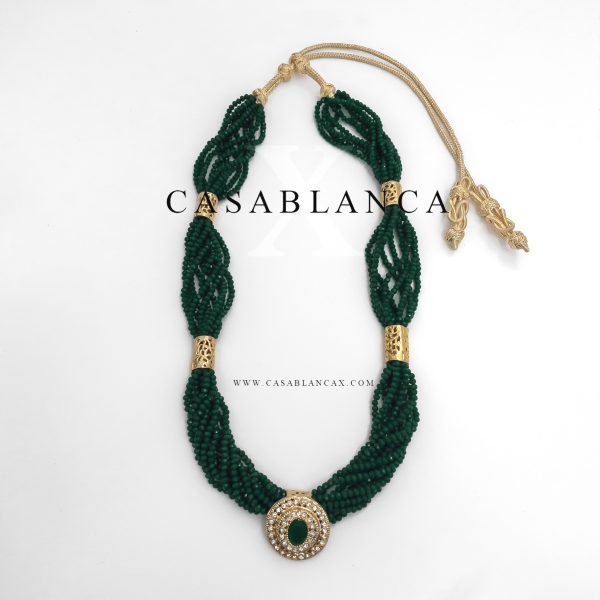 Collana lunga Johar con orecchini in oro verde - Marya