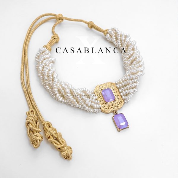 Jawhar Parelketting Goud Violet Paars - Flory - Afbeelding 2