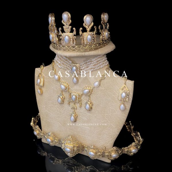 Gouden Parel Bruidssieraden Set - Mazya - Afbeelding 3