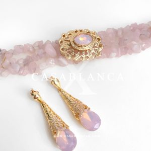 Gouden Groen Choker Ketting en Oorbellen Set - Mazya - Image 2
