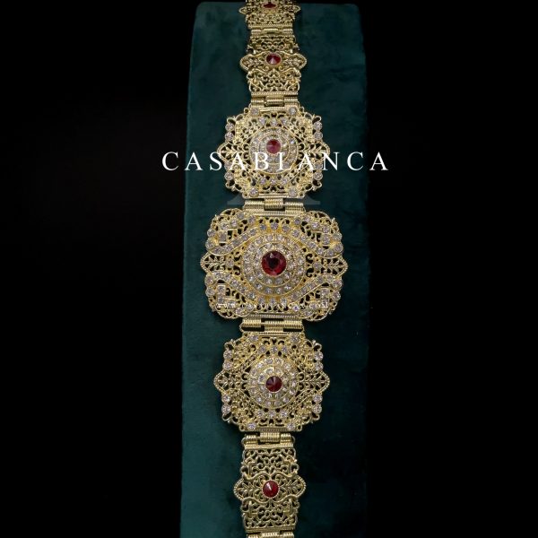 Marokkaanse Sieraden Riem Goud Rood - Aryad - Afbeelding 3