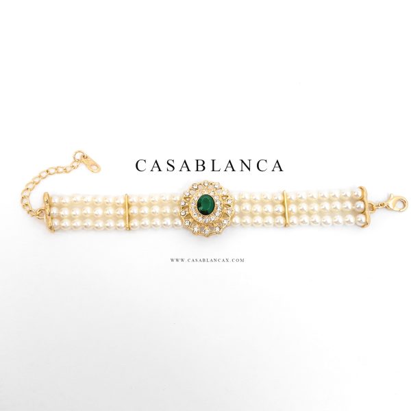 Bracelet Jawhar en perles d'or vertes - Elva - Image 3