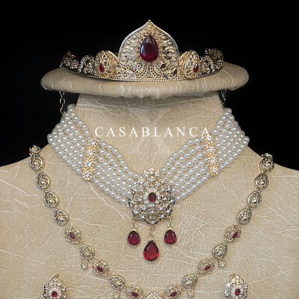 Parure de bijoux de mariée or et rouge – Zalya – Image 4
