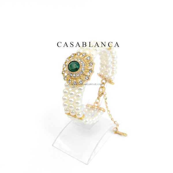 Bracelet Jawhar en perles d'or vertes - Elva