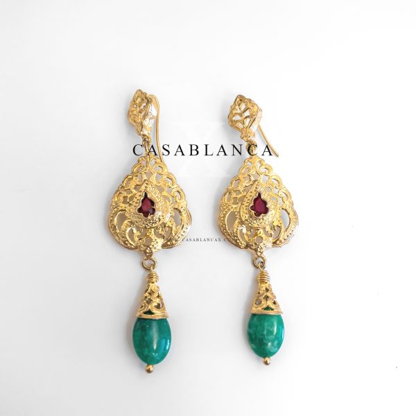 Boucles d'oreilles marocaines Beldi dorées - Blanya