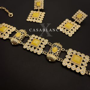 Collier ras du cou doré et pierres jaunes - Arela – Image 3