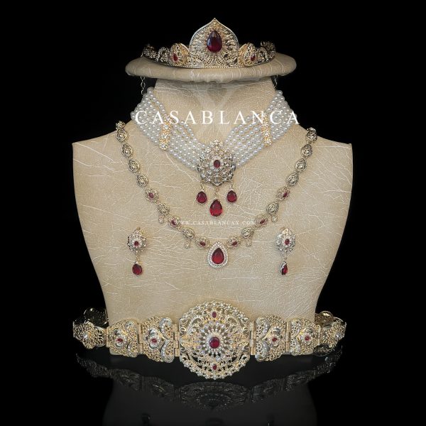 Parure de bijoux de mariée or et rouge - Zalya