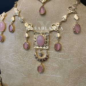 Gouden Ziana Bruidssieraden Set Roze - Lymya - Image 5