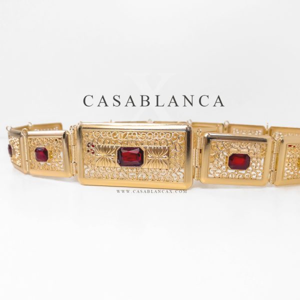 Ceinture marocaine Mdamma rouge or - Azya - Image 3