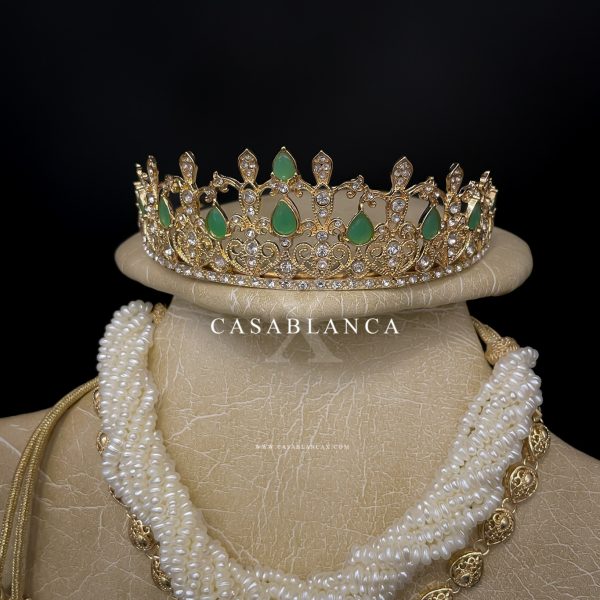 Parure de bijoux de mariée marocaine en or et menthe - Azya - Image 5