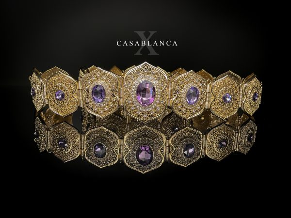Cinturón Takshita Dorado Violeta Lila Morado - Omazya