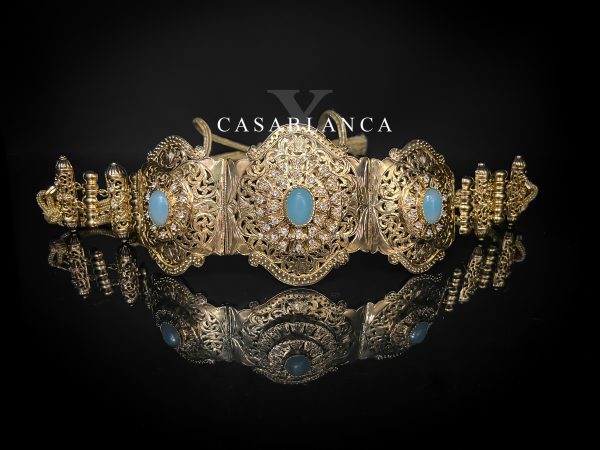 Ceinture Mdamma Dorée Bleu Mer - Saraya
