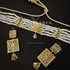 Gouden Jawhar Parel Choker Set - Yarya - Afbeelding 3