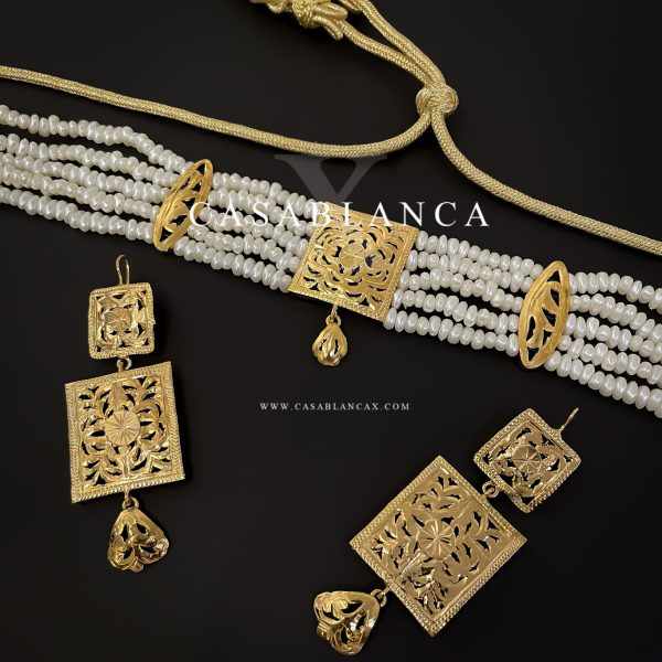 Gouden Jawhar Parel Choker Set - Yarya - Image 3
