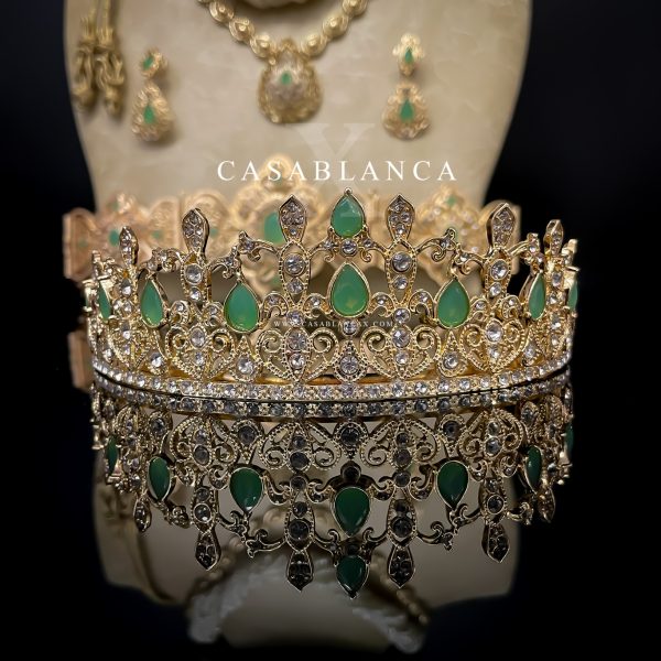 Parure de bijoux de mariée marocaine en or et menthe – Azya – Image 3