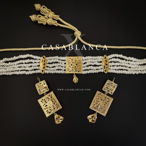 Gold Jawhar Pearl Choker Set - Yarya
