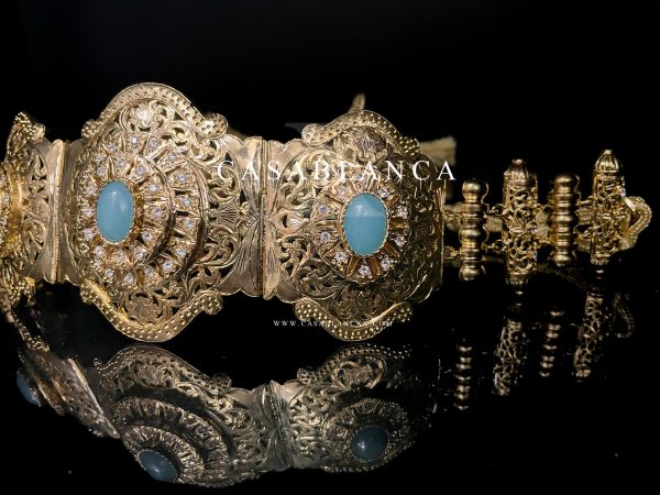 Ceinture Mdamma dorée bleu mer - Saraya - Image 3