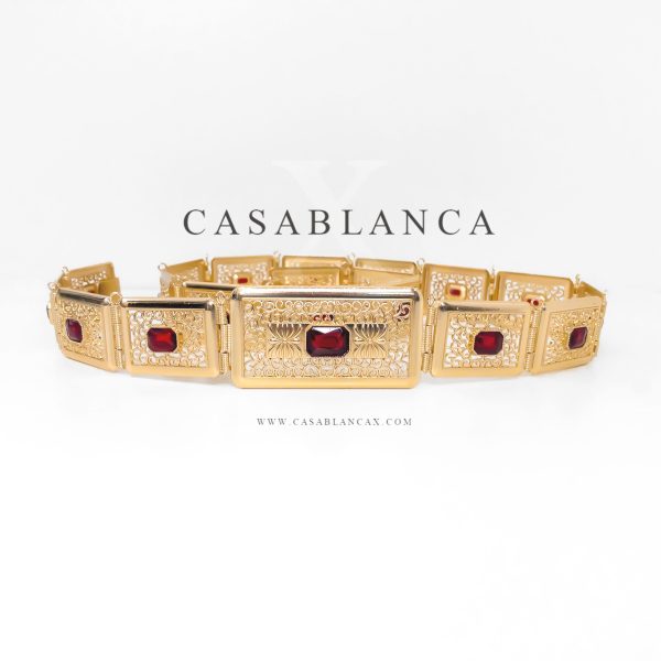 Ceinture marocaine Mdamma rouge or - Azya