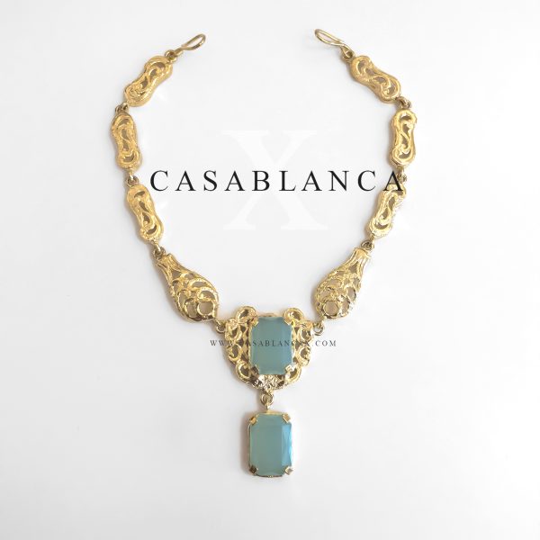 Collier ras du cou doré vert menthe - Catya - Image 3