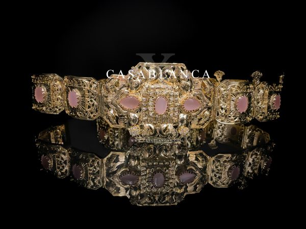 Cinturón Dorado Mdamma con Piedras Rosas - Lourdes