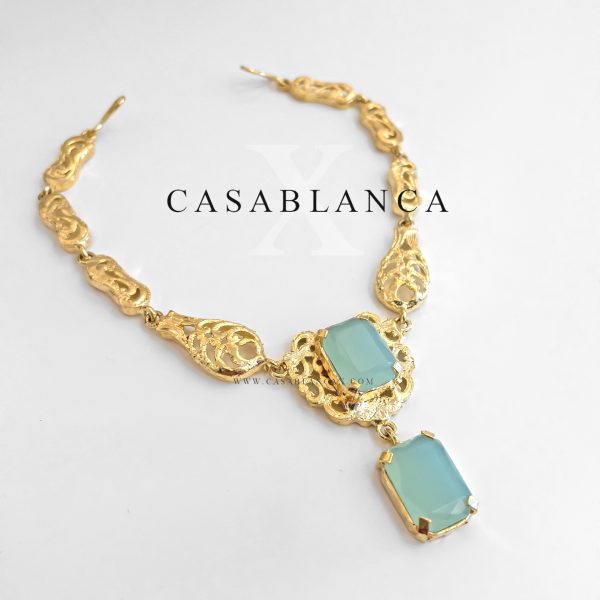 Collier ras du cou doré vert menthe - Catya