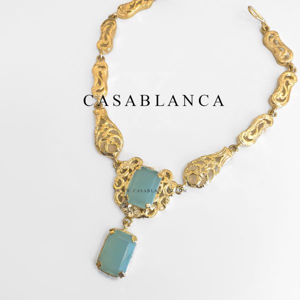 Collier ras du cou doré vert menthe - Catya - Image 2