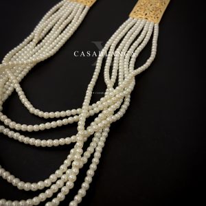 Lange Jawhar Parel Gouden Ketting - Amzya - immagine 3