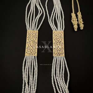 Lange Jawhar Parel Gouden Ketting - Amzya - immagine 2