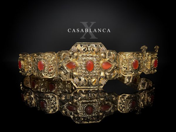 Cinturón Ceinture Marocaine Mdamma Oro Naranja - Ghalia - Imagen 2