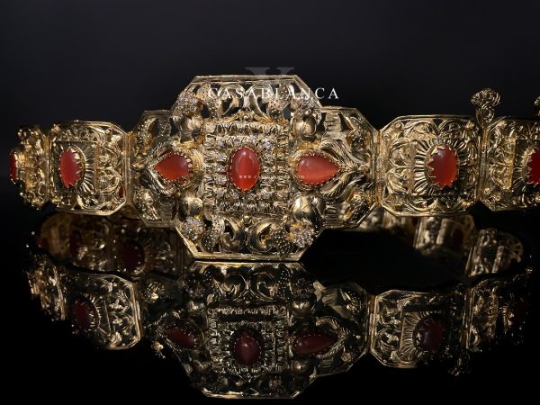 Cinturón Ceinture Marocaine Mdamma Oro Naranja - Ghalia - Imagen 3