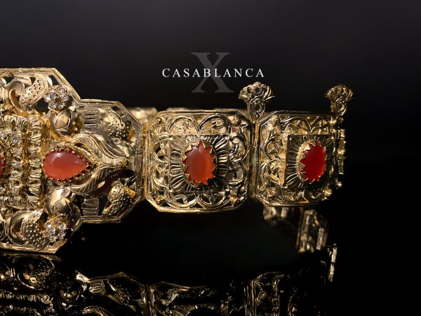 Cinturón Ceinture Marocaine Mdamma Oro Naranja - Ghalia - Imagen 4