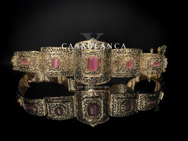 Ceinture marocaine Mdamma, bijou rose, robe takshita - Manzya