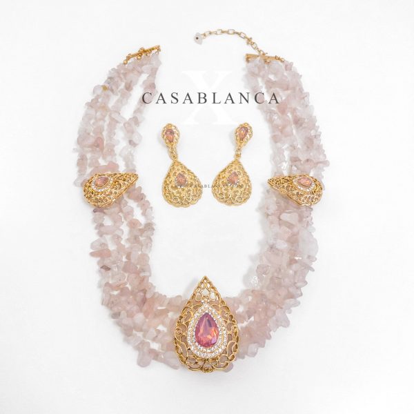 Collana con gioielli in oro e pietre rosa - Turina
