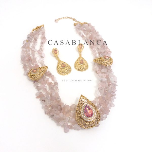 Collana con gioielli in oro e pietre rosa - Turina - Immagine 2