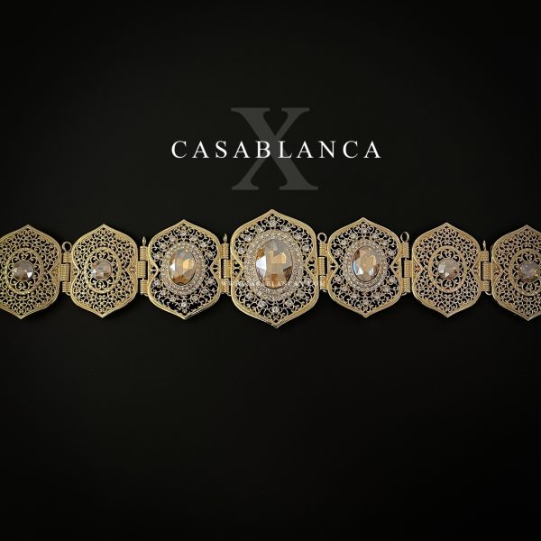 Marokkanischer Takchita-Gürtel-Kaftan Champagnergold - Ceia