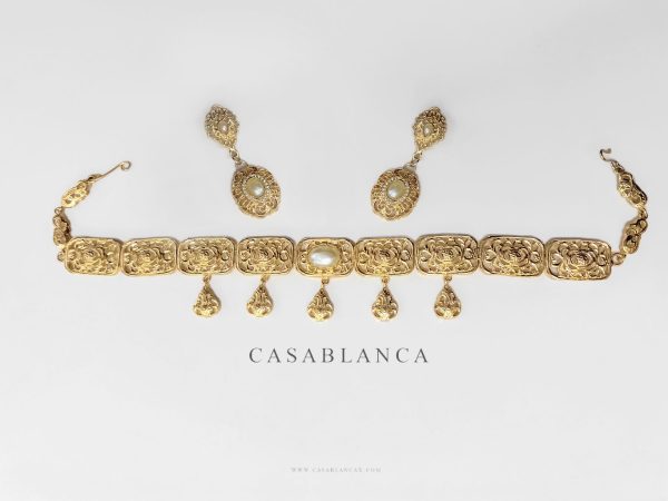 Set di choker con perle marocchine dorate - Makya - Immagine 3