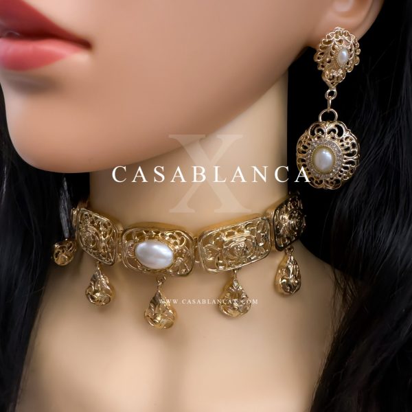 Set di choker con perle marocchine dorate - Makya