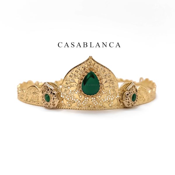 Corona verde de henna tradicional dorada - Manrya