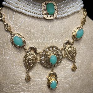 Gouden Mint Bruidssieraden Set - Babia - Afbeelding 3