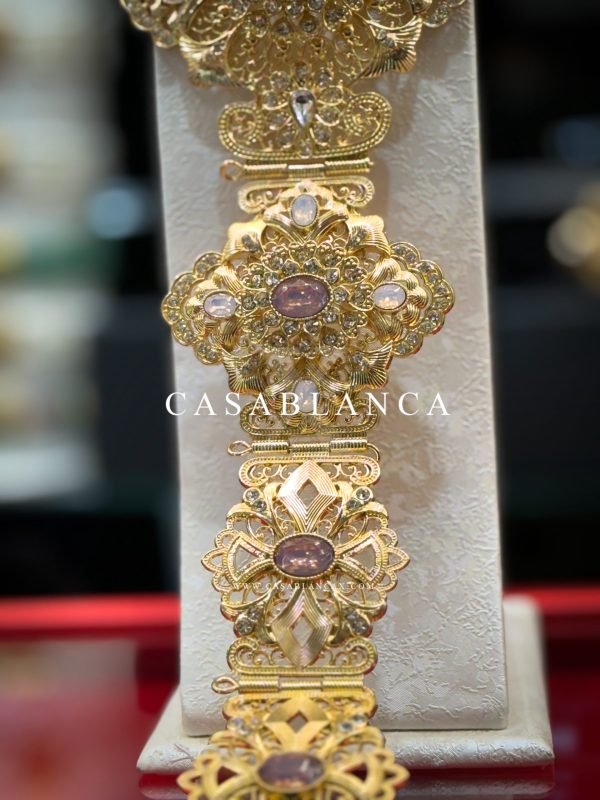 Cinturón marroquí Mdamma dorado violeta - Latya - Imagen 2