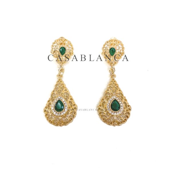 Pendientes Dorados Verde Tradicional - Atym - Imagen 2