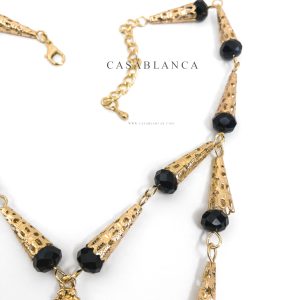 Zwarte Gouden Ketting Set Met Oorbellen - Tyniya – Bild 3