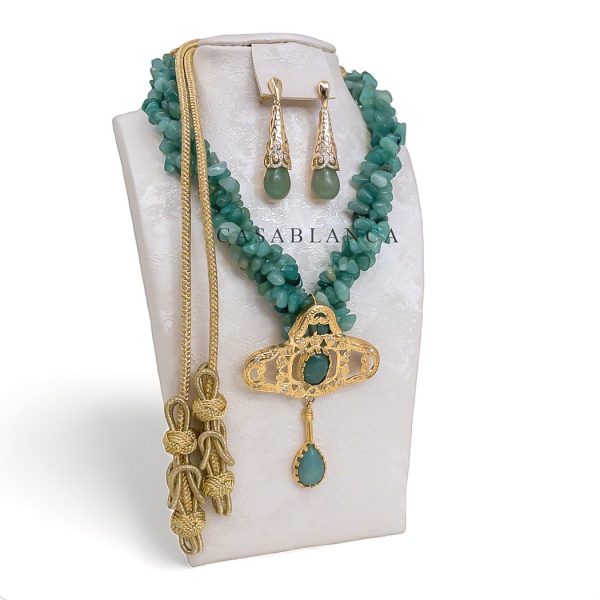 Conjunto de collar con piedras preciosas verdes - Simya