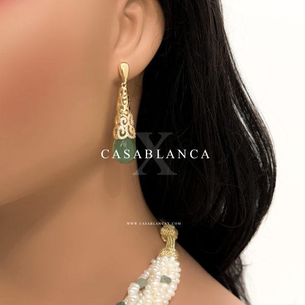 Parelketting Gouden Set Met Oorbellen - Safiya - Image 2