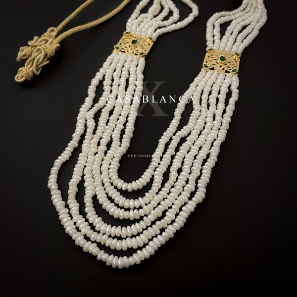 Collar de perlas doradas con piedras verdes - Hyna - Imagen 2