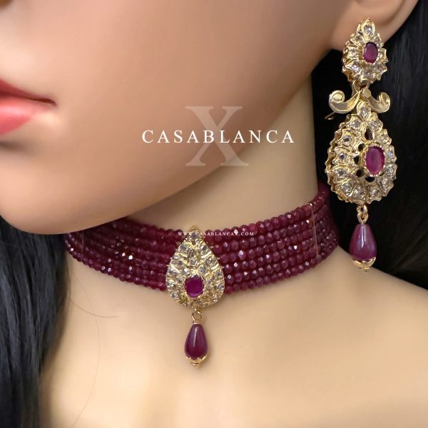 Collar Gargantilla Oro Rojo Conjunto - Rubia