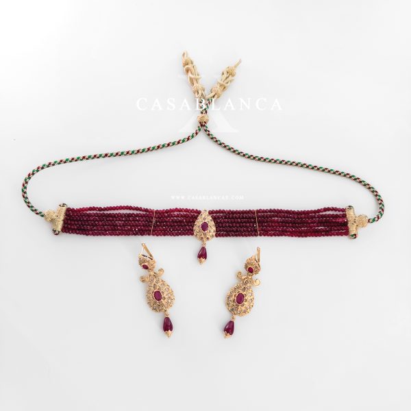 Gargantilla de cadena dorada y roja - Rubia - Imagen 3