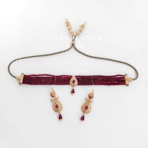 Ketting Choker Goud Rood Set - Rubia - Afbeelding 3